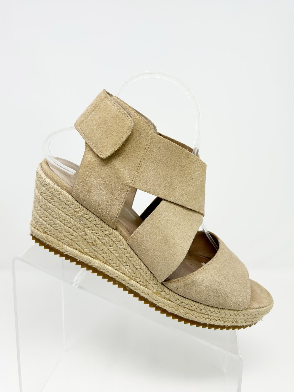 Eileen Fisher Willow Womens Wedge Espadrille Sandals Taupe Crisscross Size 9